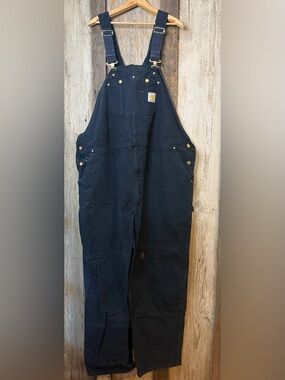 Carhartt Double Knee Black Overalls: Size 52x32